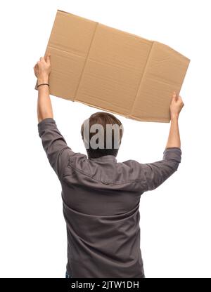 homme avec affiche protestant sur la manifestation Banque D'Images