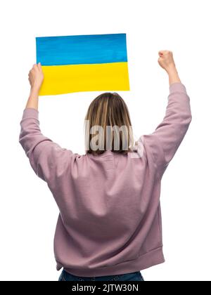 femme drapeau de l'ukraine sur manifestation Banque D'Images