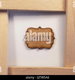 Je t'aime écrit sur une surface en bois. concept en bois Banque D'Images