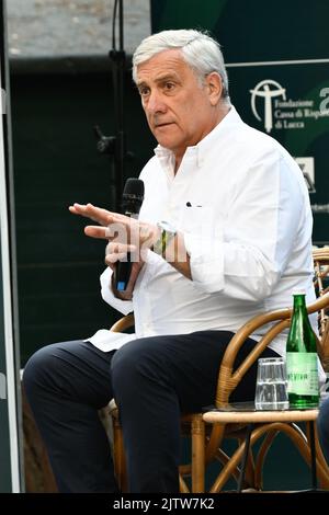 Marina di Pietrasanta, Italie - 01 septembre 2022: Rencontres au café de la Versiliana, dans la photo Antonio Tajani coordonnateur de la nation de Forza Italia. Stefano Dalle Luche / Alamy Live News. Banque D'Images