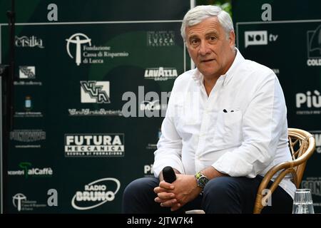 Marina di Pietrasanta, Italie - 01 septembre 2022: Rencontres au café de la Versiliana, dans la photo Antonio Tajani coordonnateur de la nation de Forza Italia. Stefano Dalle Luche / Alamy Live News. Banque D'Images