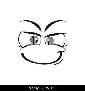 Visage smirk de dessin animé, vecteur souriant emoji avec yeux de clin d'œil et bouche de simper. Expression faciale de personnage drôle, sentiments de canon ou de menthe, personnage de bande dessinée Illustration de Vecteur