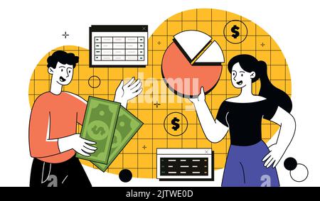 Calcul du concept de budget Illustration de Vecteur