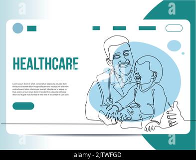 Outline Landing page consultation du médecin. Différents médecins spécialistes disponibles gratuitement. Télémédecine professionnelle et soins de santé. Illustration de dessin animé. Illustration vectorielle Illustration de Vecteur