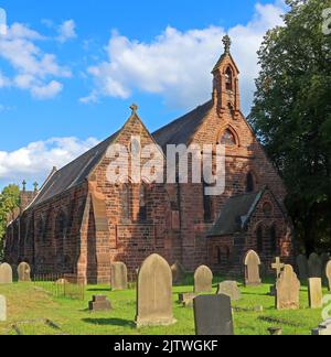 Église de la Toussaint et vicariage, Bell Lane, Thelwall, Warrington, Cheshire, ANGLETERRE, ROYAUME-UNI, WA4 2SX Banque D'Images