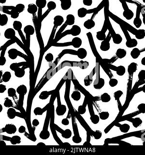 Motif vectoriel sans couture de branches de baies dessinées à la main Illustration de Vecteur