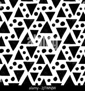 Motif sans coutures à pois et triangles noirs anthracite Illustration de Vecteur