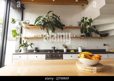 Vue sur l'intérieur moderne de la cuisine d'une maison moderne Banque D'Images