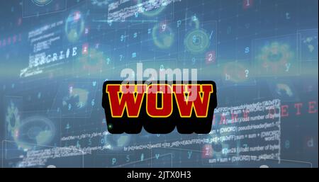 Illustration du traitement du texte et des données sur fond bleu Banque D'Images