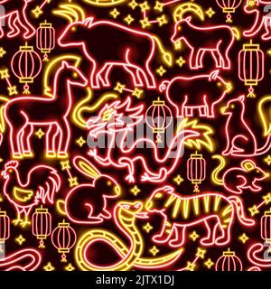 Motif chinois sans couture en zodiac Illustration de Vecteur