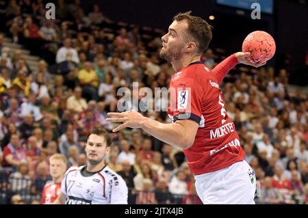 Hambourg, Allemagne. 01st septembre 2022. Handball: Bundesliga, HSV Hambourg - SG Flensburg-Handewitt à Barclays Arena. Casper Mortensen (HSV Handball). Credit: Michael Schwartz/dpa/Alay Live News Banque D'Images