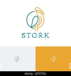 Stork Bird Animal Circle logo monoline unique Illustration de Vecteur