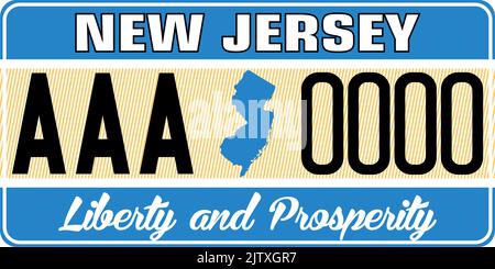 Plaques d'immatriculation du véhicule au New Jersey aux États-Unis d'Amérique, plaques de voiture. Numéros de permis de conduire de différents États américains. Vintage Illustration de Vecteur