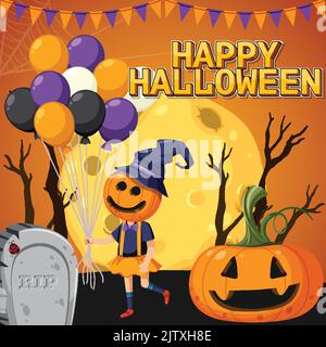 Illustration du modèle d'affiche Happy Halloween Illustration de Vecteur