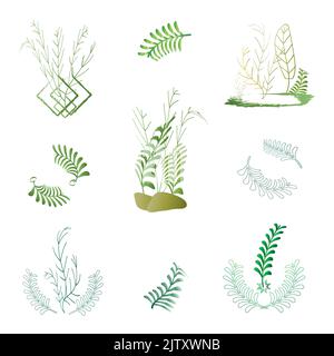 Nature feuille feuillage plante esthétique icône élément graphique design décoration motif abstrait fond d'écran fond d'écran modèle illustration vectorielle Illustration de Vecteur
