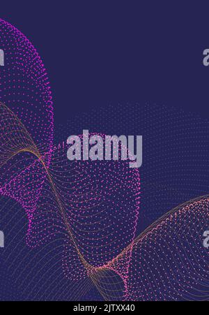 Arrière-plan violet abstrait avec lignes ondulées en rose et jaune utile pour la couverture, la bannière, la brochure Illustration de Vecteur