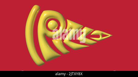 L'inscription PIZZA sous forme d'une pizza italienne fraîche sur fond blanc - illustration vectorielle Illustration de Vecteur