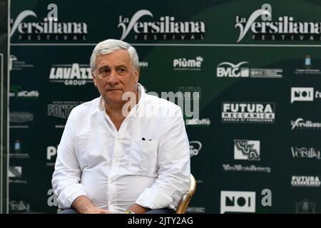 1 septembre 2022, Marina di Pietrasanta, Lucca, Italie: Antonio Tajani Coordinateur de la nation Forza Italia pendant les réunions au café de la Versiliana. (Credit image: © Stefano Dalle Luche/Pacific Press via ZUMA Press Wire) Banque D'Images