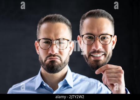 Trouble de l'auto-Imposteur et dépression. Homme avec panique et Phobia Banque D'Images