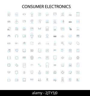 icônes, signes, symboles de contour, collection de lignes d'illustrations linéaires de concept de l'électronique grand public Illustration de Vecteur