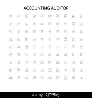 icônes d'auditeur comptable, signes, symboles de contour, collection de lignes d'illustration linéaire de concept Illustration de Vecteur