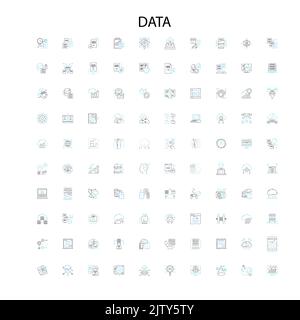 icônes de données, signes, symboles de contour, collection de lignes d'illustration linéaire de concept Illustration de Vecteur