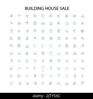 vente de maisons de bâtiment icônes, signes, symboles de contour, concept linéaire illustration collection de ligne Illustration de Vecteur