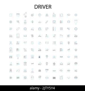icônes de conducteur, signes, symboles de contour, collection de lignes d'illustration linéaire concept Illustration de Vecteur
