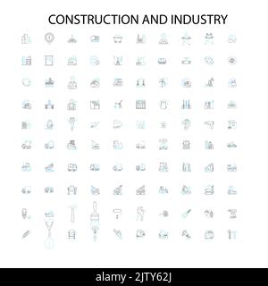 icônes de construction et d'industrie, signes, symboles de contour, collection de lignes d'illustration linéaire de concept Illustration de Vecteur