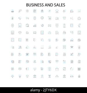 icônes d'affaires et de vente, enseignes, symboles de contour, collection de lignes d'illustration linéaire de concept Illustration de Vecteur