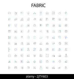 Icônes de tissu, signes, symboles de contour, collection de lignes d'illustration linéaire de concept Illustration de Vecteur
