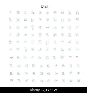 icônes de régime, signes, symboles de contour, collection de lignes d'illustration linéaire de concept Illustration de Vecteur