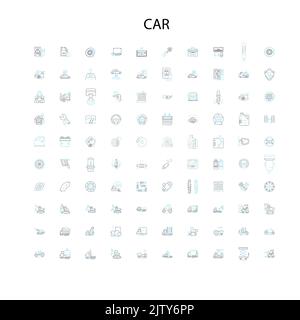 icônes de voiture, signes, symboles de contour, collection de lignes d'illustration linéaire de concept Illustration de Vecteur