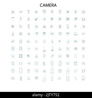 icônes de caméra, signes, symboles de contour, collection de lignes d'illustration linéaire de concept Illustration de Vecteur
