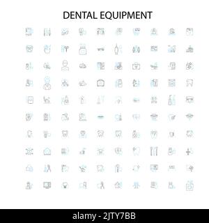 icônes d'équipement dentaire, signes, symboles de contour, collection de lignes d'illustration linéaire concept Illustration de Vecteur