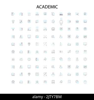 icônes académiques, signes, symboles de contour, collection de lignes d'illustration linéaire de concept Illustration de Vecteur