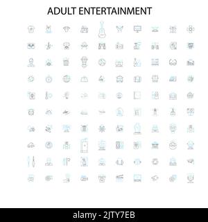 icônes de divertissement pour adultes, signes, symboles de contour, collection de lignes d'illustration linéaire de concept Illustration de Vecteur