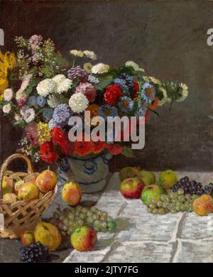 Claude Monet: Toujours la vie avec les fleurs et les fruits; 1869; huile sur toile; Banque D'Images