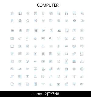 icônes d'ordinateur, signes, symboles de contour, collection de lignes d'illustration linéaire de concept Illustration de Vecteur