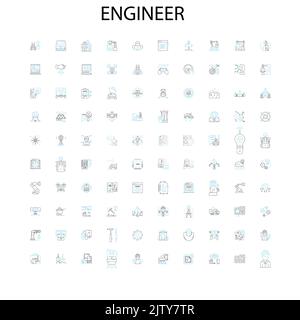 icônes d'ingénieur, signes, symboles de contour, collection de lignes d'illustration linéaire de concept Illustration de Vecteur