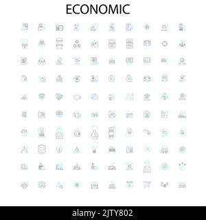 icônes économiques, signes, symboles de contour, collection de lignes d'illustration linéaire de concept Illustration de Vecteur