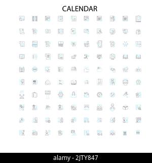 icônes de calendrier, signes, symboles de contour, collection de lignes d'illustration linéaire de concept Illustration de Vecteur