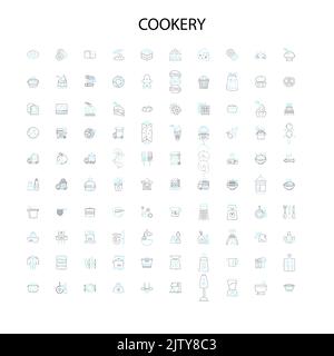icônes de cuisine, signes, symboles de contour, collection de lignes d'illustration linéaire de concept Illustration de Vecteur
