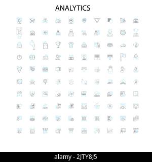icônes d'analyse, signes, symboles de contour, collection de lignes d'illustration linéaire de concept Illustration de Vecteur