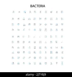 icônes de bactéries, signes, symboles de contour, collection de lignes d'illustration linéaire de concept Illustration de Vecteur