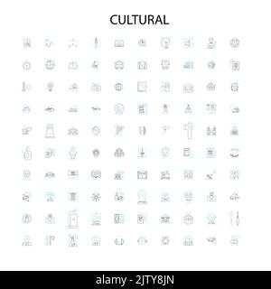 icônes culturelles, signes, symboles de contour, collection de lignes d'illustration linéaire de concept Illustration de Vecteur