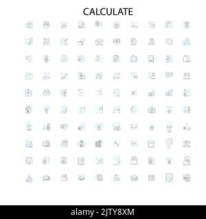 calculez les icônes, les signes, les symboles de contour, la collection de lignes d'illustration linéaire de concept Illustration de Vecteur