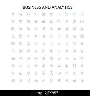 icônes d'entreprise et d'analyse, signes, symboles de contour, collection de lignes d'illustration linéaire de concept Illustration de Vecteur