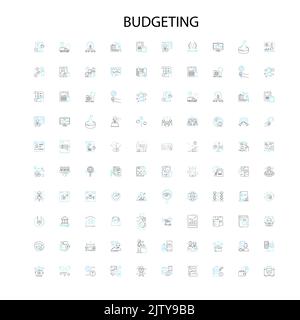 icônes de budgétisation, signes, symboles de contour, collection de lignes d'illustration linéaire de concept Illustration de Vecteur