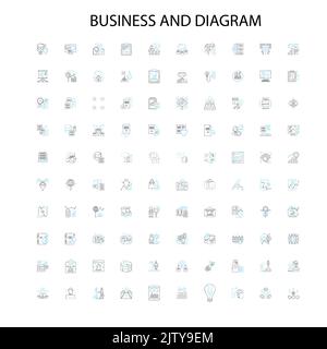 icônes d'affaires et de diagramme, signes, symboles de contour, collection de lignes d'illustration linéaire de concept Illustration de Vecteur